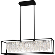 Quoizel Brillance 35in 1-Light Island Chandelier | Modern Matte Black and Clear Crystal Glass | Kitchen Island & Dining Room | Model PCBNC635MBK