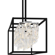Quoizel Brillance 35in 1-Light Island Chandelier | Modern Matte Black and Clear Crystal Glass | Kitchen Island & Dining Room | Model PCBNC635MBK