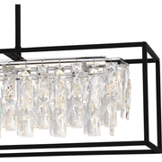Quoizel Brillance 35in 1-Light Island Chandelier | Modern Matte Black and Clear Crystal Glass | Kitchen Island & Dining Room | Model PCBNC635MBK