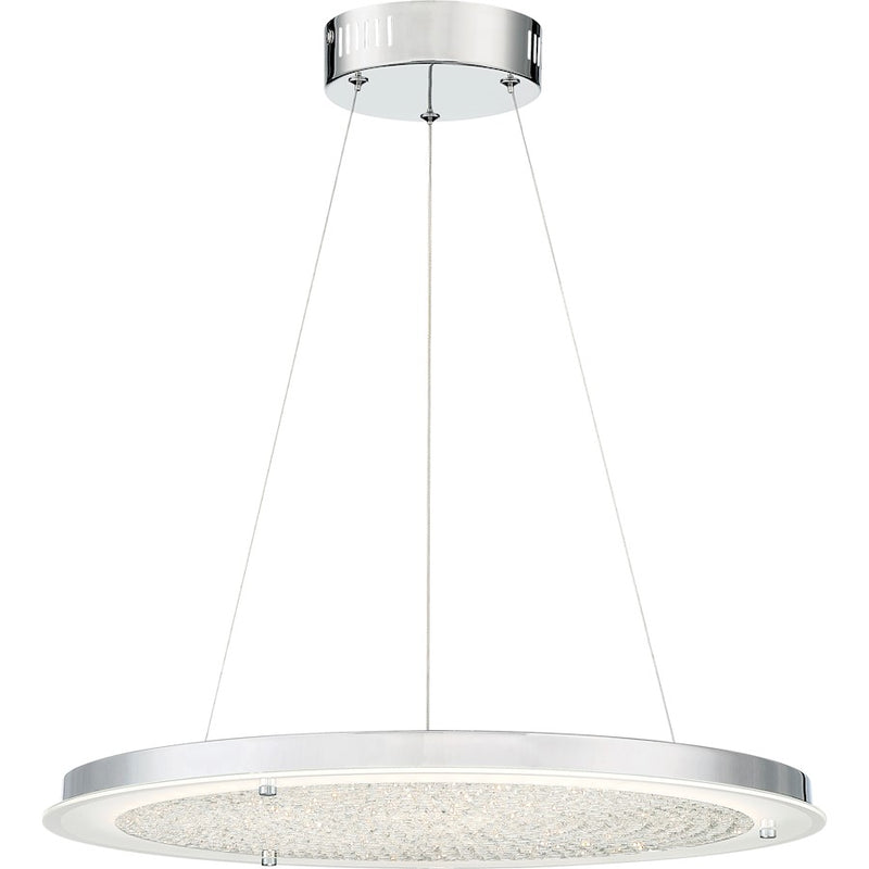 Quoizel Blaze 20in 1-Light Pendant | Modern Polished Chrome and Clear Crystal Glass | Dining Room & Foyer | 20.5 x 20.5 x 2 in | Model PCBZ2820C
