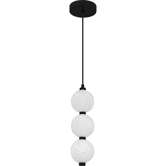 Quoizel Clarendon Light Mini Pendant, Matte Black/Alabaster Glass
