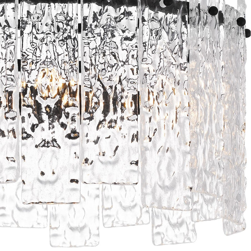 Quoizel Caspian 4 Light Semi-Flush Mount, Black/Clear Textured