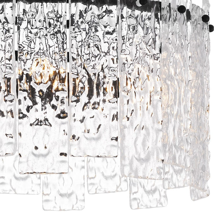 Quoizel Caspian 4 Light Semi-Flush Mount, Black/Clear Textured