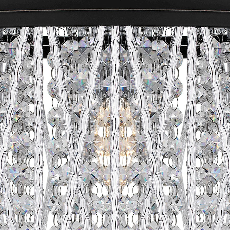 Quoizel Celeste 5 Light Flush Mount, Matte Black/Clear Crystal
