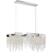 Quoizel Crystal Falls 34in LED Island Chandelier | Contemporary Polished Nickel and Clear Crystal | Kitchen Island & Dining Room | Model PCCL1033PK