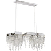 Quoizel Crystal Falls 34in LED Island Chandelier | Contemporary Polished Nickel and Clear Crystal | Kitchen Island & Dining Room | Model PCCL1033PK