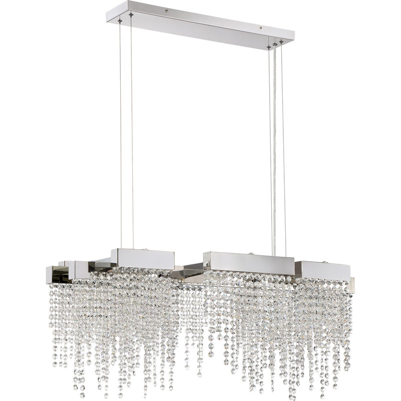 Quoizel Crystal Falls 34in LED Island Chandelier | Contemporary Polished Nickel and Clear Crystal | Kitchen Island & Dining Room | Model PCCL1033PK