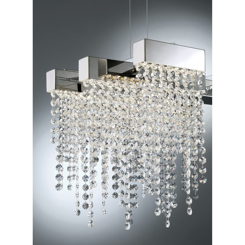 Quoizel Crystal Falls 34in LED Island Chandelier | Contemporary Polished Nickel and Clear Crystal | Kitchen Island & Dining Room | Model PCCL1033PK