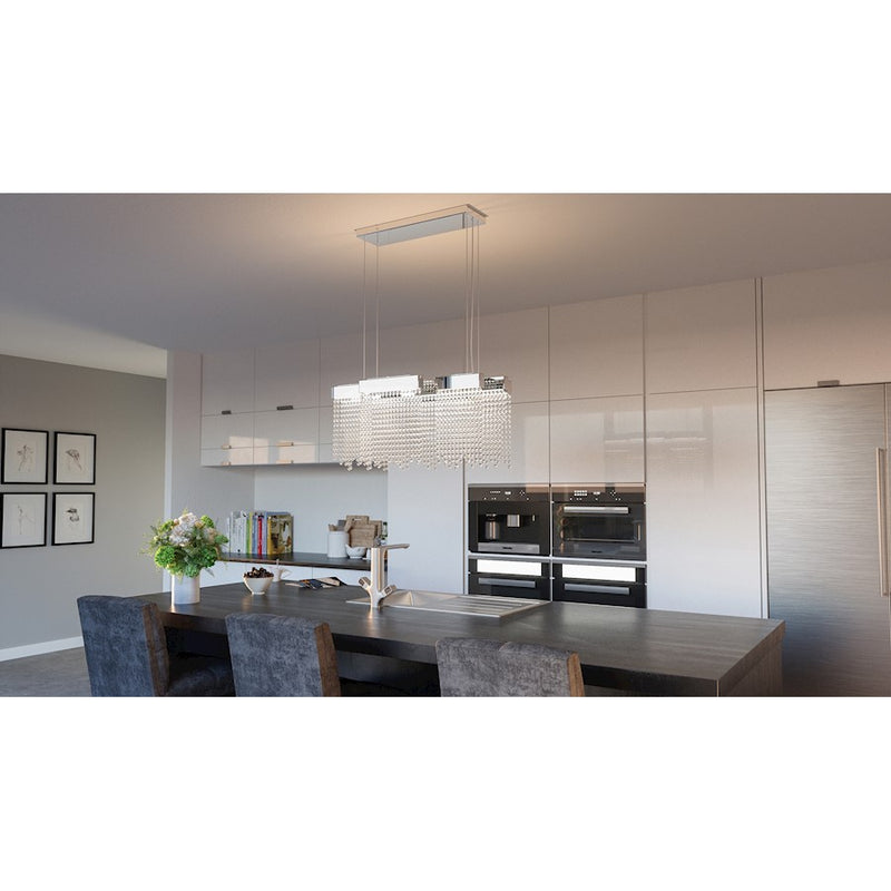 Quoizel Crystal Falls 34in LED Island Chandelier | Contemporary Polished Nickel and Clear Crystal | Kitchen Island & Dining Room | Model PCCL1033PK