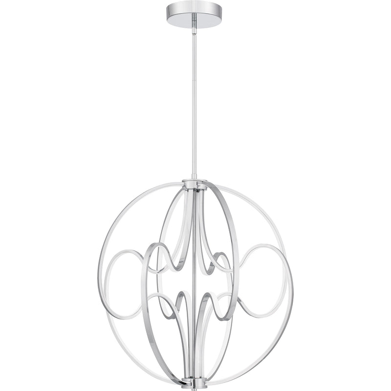 Quoizel Clairon 24in LED Pendant | Contemporary Polished Chrome Globe | Kitchen Island & Dining Room | 23.75 x 23.75 x 26.5 in | Model PCCLR2824C