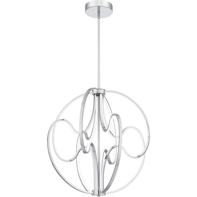Quoizel Clairon 24in LED Pendant | Contemporary Polished Chrome Globe | Kitchen Island & Dining Room | 23.75 x 23.75 x 26.5 in | Model PCCLR2824C
