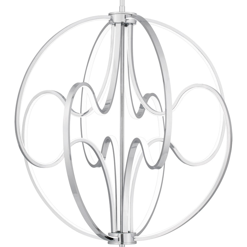 Quoizel Clairon 24in LED Pendant | Contemporary Polished Chrome Globe | Kitchen Island & Dining Room | 23.75 x 23.75 x 26.5 in | Model PCCLR2824C