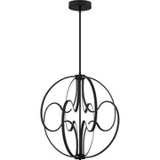 Quoizel Clairon 24in LED Pendant | Modern Matte Black Steel Globe | Kitchen Island & Dining Room | 23.75 x 23.75 x 26.5 in | Model PCCLR2824MBK