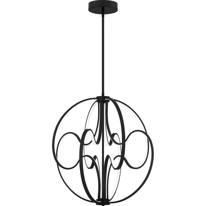 Quoizel Clairon 24in LED Pendant | Modern Matte Black Steel Globe | Kitchen Island & Dining Room | 23.75 x 23.75 x 26.5 in | Model PCCLR2824MBK