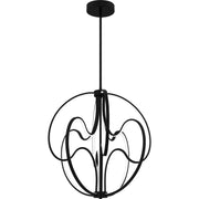 Quoizel Clairon 24in LED Pendant | Modern Matte Black Steel Globe | Kitchen Island & Dining Room | 23.75 x 23.75 x 26.5 in | Model PCCLR2824MBK