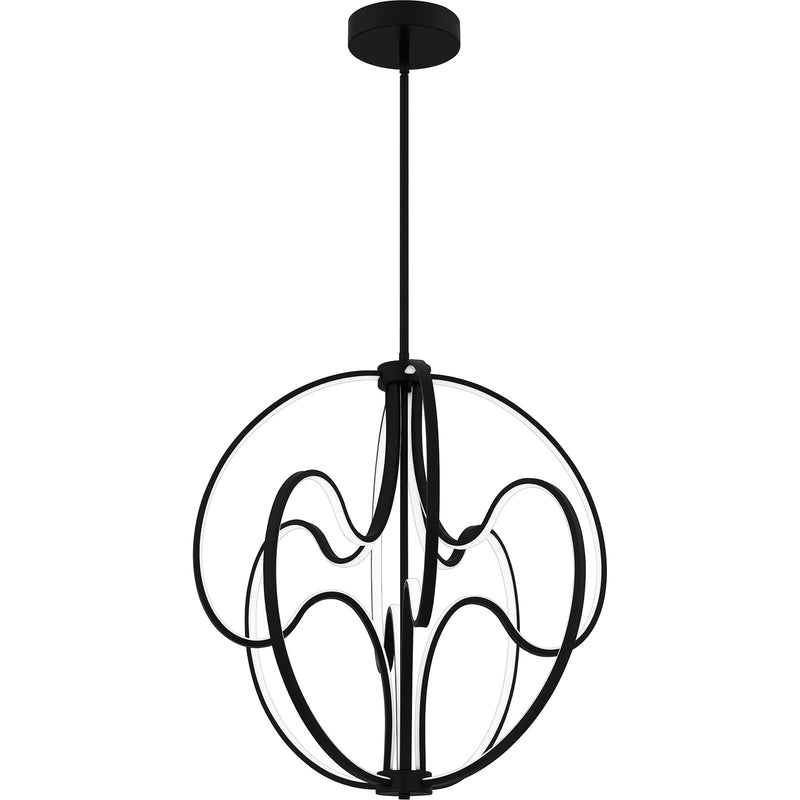 Quoizel Clairon 24in LED Pendant | Modern Matte Black Steel Globe | Kitchen Island & Dining Room | 23.75 x 23.75 x 26.5 in | Model PCCLR2824MBK