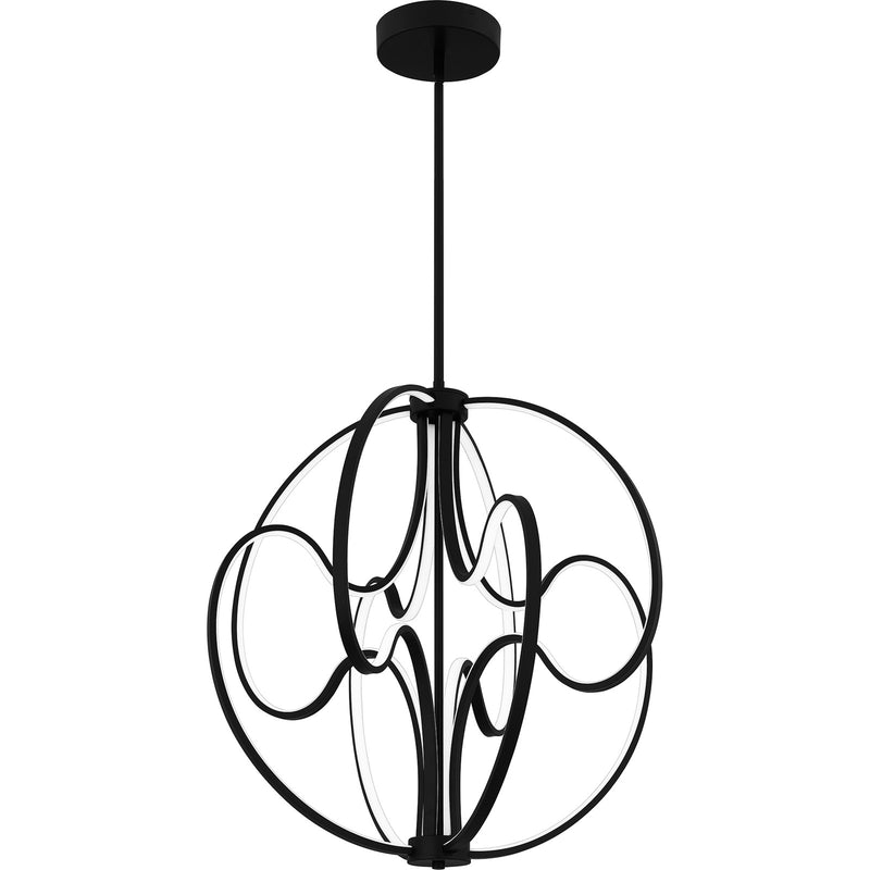 Quoizel Clairon 24in LED Pendant | Modern Matte Black Steel Globe | Kitchen Island & Dining Room | 23.75 x 23.75 x 26.5 in | Model PCCLR2824MBK