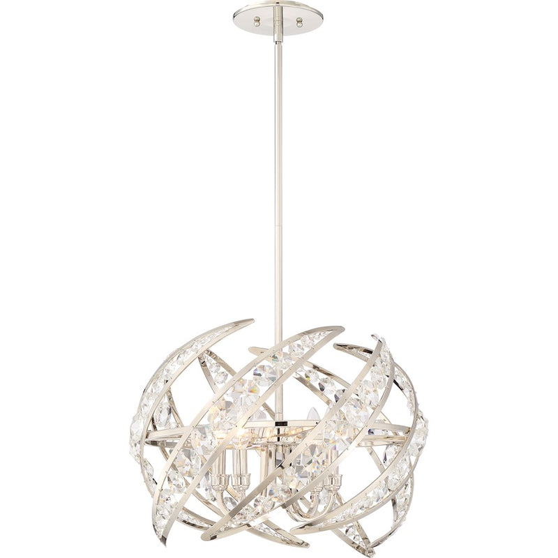 Quoizel Platinum Collection Crescent Pendant, 4 Light, Polished Nickel