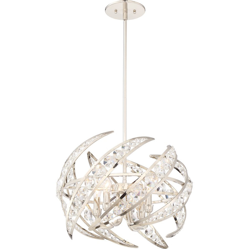 Quoizel Platinum Collection Crescent Pendant, 4 Light, Polished Nickel