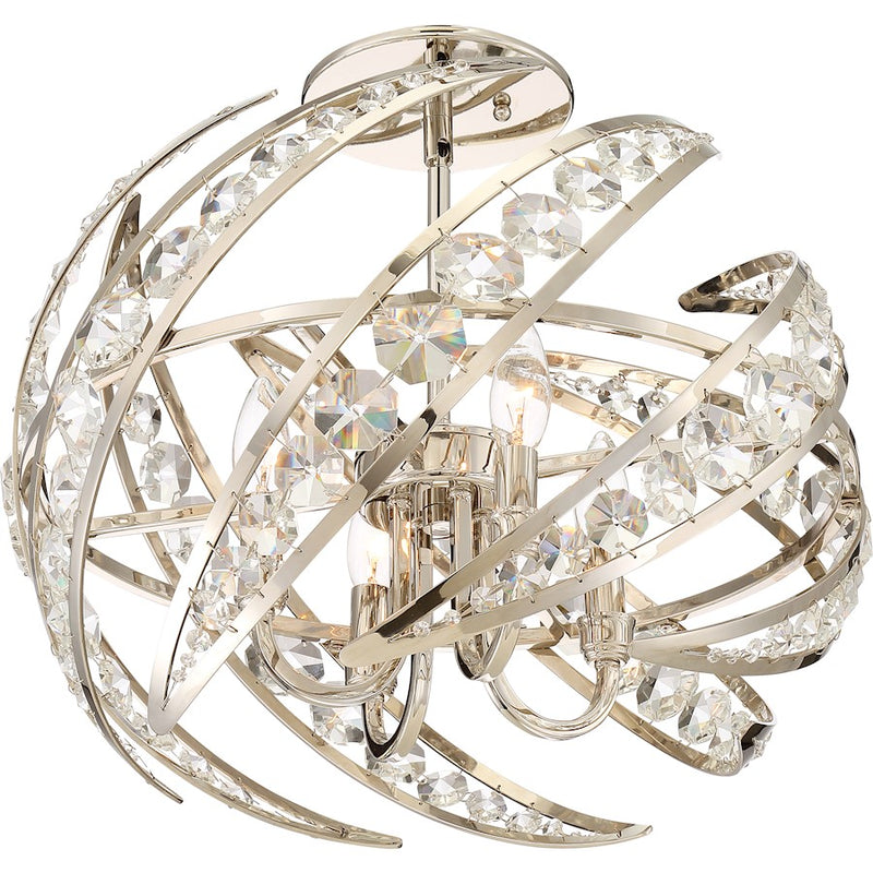 Quoizel Platinum Collection Crescent Pendant, 4 Light, Polished Nickel