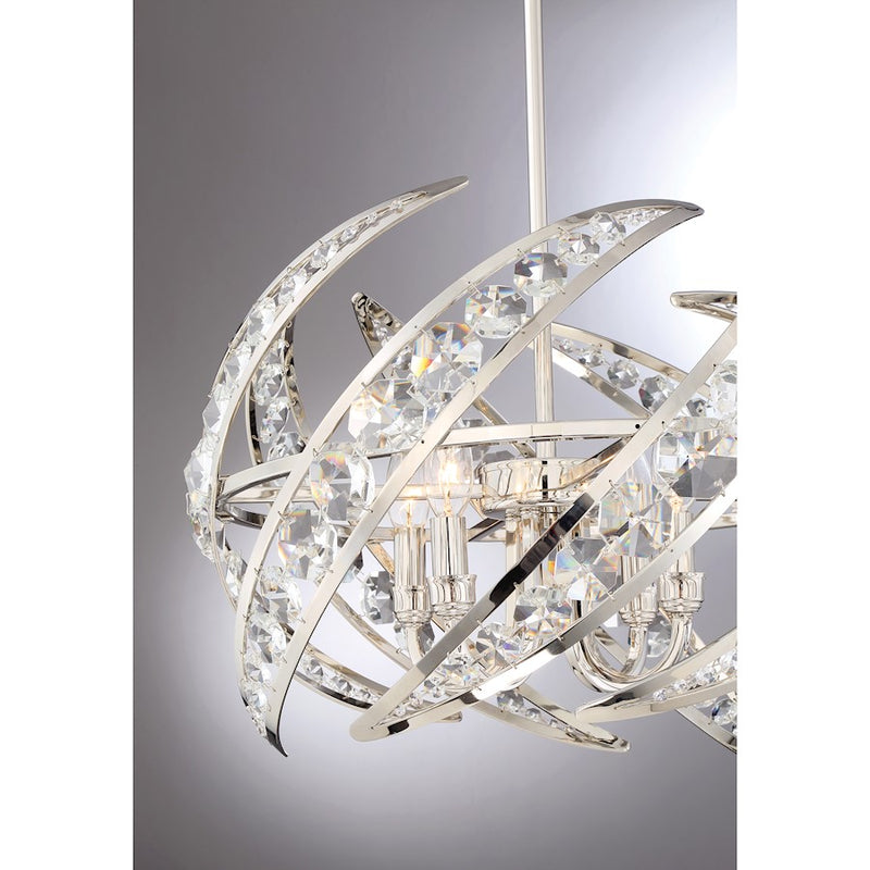 Quoizel Platinum Collection Crescent Pendant, 4 Light, Polished Nickel