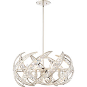 Quoizel Crescent 24in 6-Light Pendant | Glam Polished Nickel and Clear Crystal Glass | Dining Room & Foyer | 24.5 x 24.5 x 12.75 in | Model PCCN2824PK