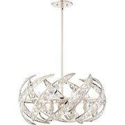 Quoizel Crescent 24in 6-Light Pendant | Glam Polished Nickel and Clear Crystal Glass | Dining Room & Foyer | 24.5 x 24.5 x 12.75 in | Model PCCN2824PK