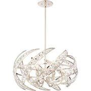 Quoizel Crescent 24in 6-Light Pendant | Glam Polished Nickel and Clear Crystal Glass | Dining Room & Foyer | 24.5 x 24.5 x 12.75 in | Model PCCN2824PK