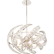 Quoizel Crescent 24in 6-Light Pendant | Glam Polished Nickel and Clear Crystal Glass | Dining Room & Foyer | 24.5 x 24.5 x 12.75 in | Model PCCN2824PK
