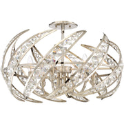 Quoizel Crescent 24in 6-Light Pendant | Glam Polished Nickel and Clear Crystal Glass | Dining Room & Foyer | 24.5 x 24.5 x 12.75 in | Model PCCN2824PK