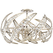 Quoizel Crescent 24in 6-Light Pendant | Glam Polished Nickel and Clear Crystal Glass | Dining Room & Foyer | 24.5 x 24.5 x 12.75 in | Model PCCN2824PK