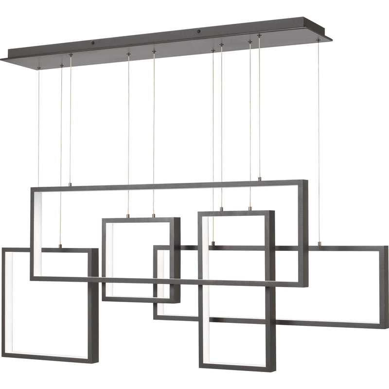 Quoizel Canvas 56in 1-Light Linear Chandelier | Modern Western Bronze Aluminum | Kitchen Island & Dining Room | Model PCCV157WT