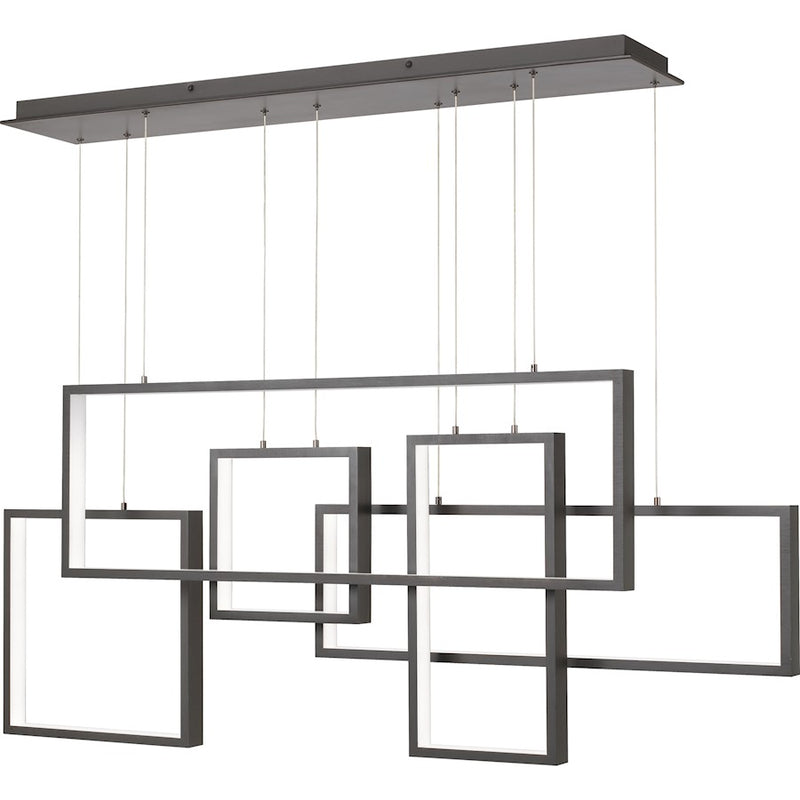 Quoizel Canvas 56in 1-Light Linear Chandelier | Modern Western Bronze Aluminum | Kitchen Island & Dining Room | Model PCCV157WT