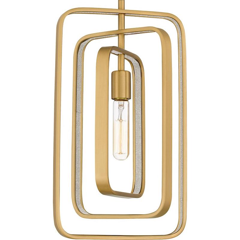 Quoizel Dupree 1 Light Mini Pendant, Brushed Weathered Brass