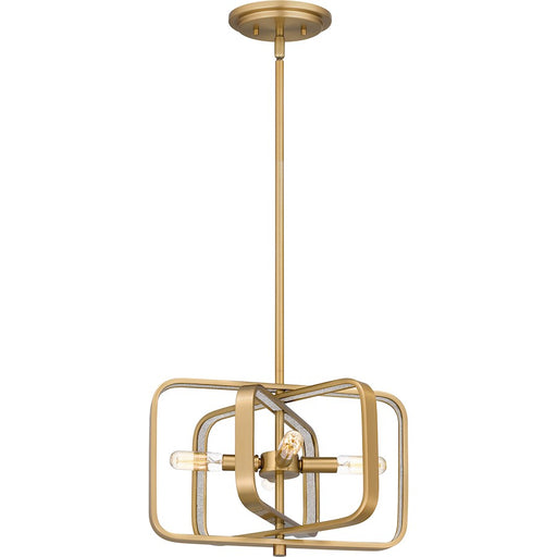 Quoizel Dupree 4 Light Pendant, Brushed Weathered Brass