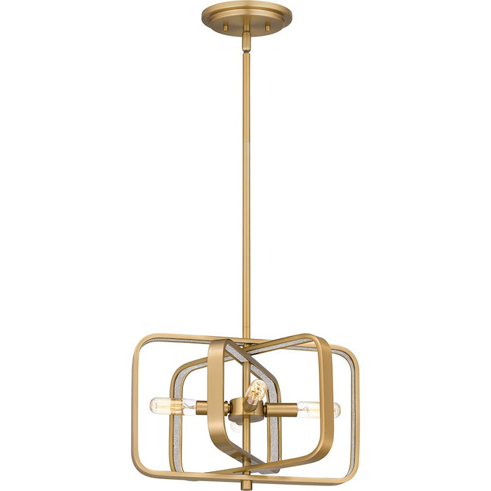 Quoizel Dupree 4 Light Pendant, Brushed Weathered Brass