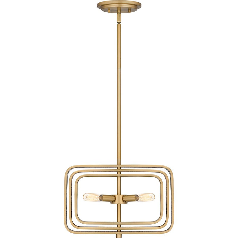 Quoizel Dupree 4 Light Pendant, Brushed Weathered Brass