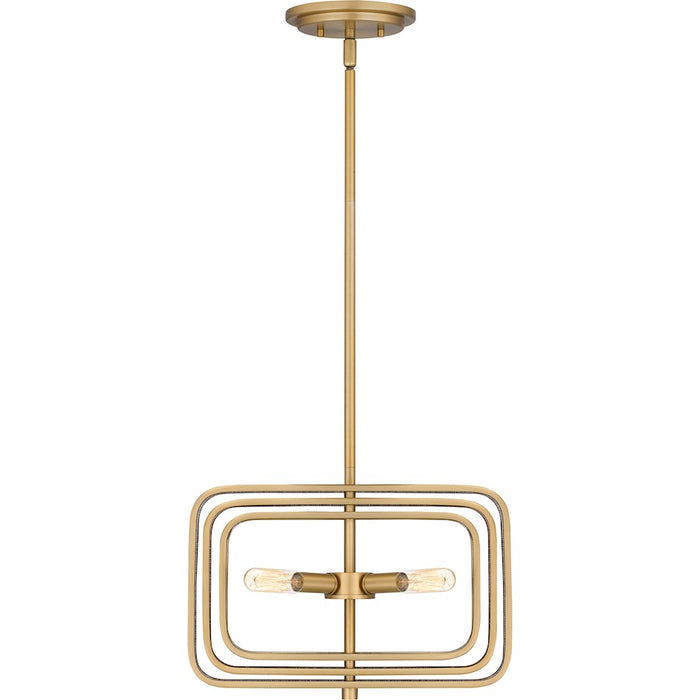 Quoizel Dupree 4 Light Pendant, Brushed Weathered Brass