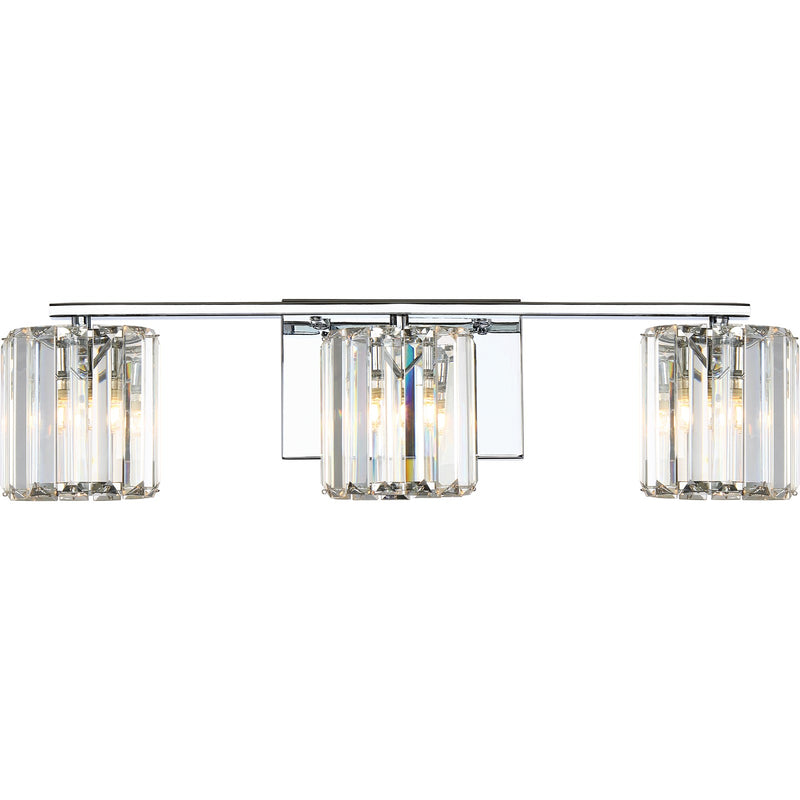 Quoizel Divine 23in 3-Light Vanity Light | Glam Polished Chrome and Clear Crystal Glass | Bathroom Vanity & Powder Room | Model PCDV8603C