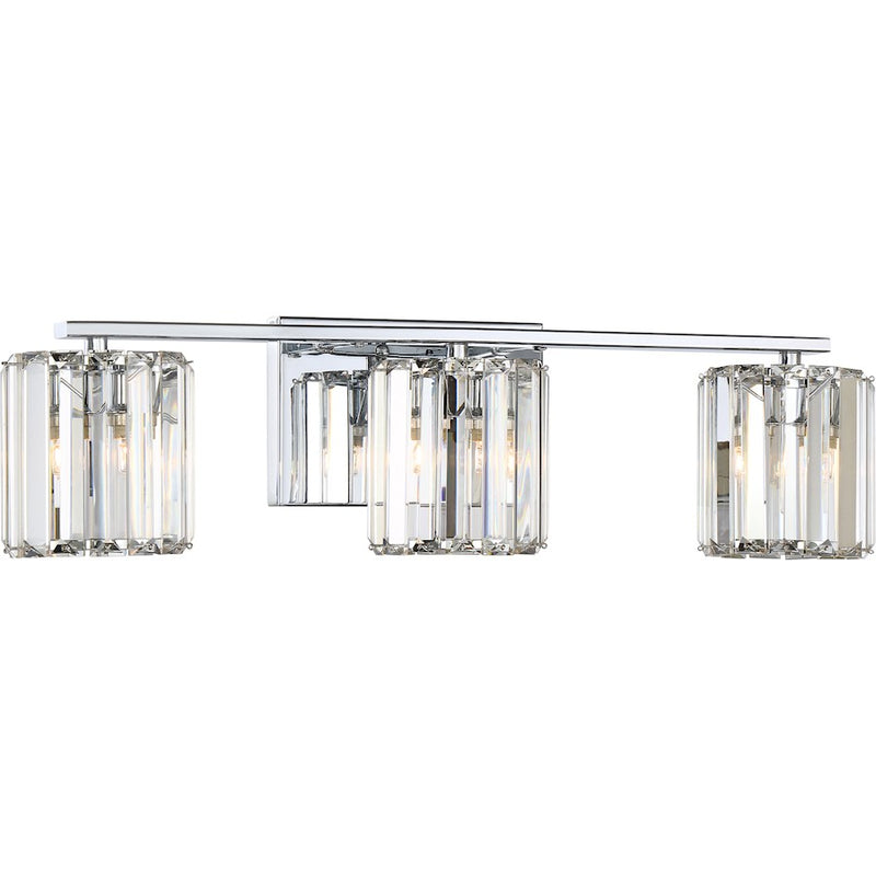 Quoizel Divine 23in 3-Light Vanity Light | Glam Polished Chrome and Clear Crystal Glass | Bathroom Vanity & Powder Room | Model PCDV8603C