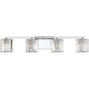 Quoizel Divine 32in 4-Light Vanity Light | Glam Polished Chrome and Clear Crystal Glass | Bathroom Vanity & Powder Room | Model PCDV8604C