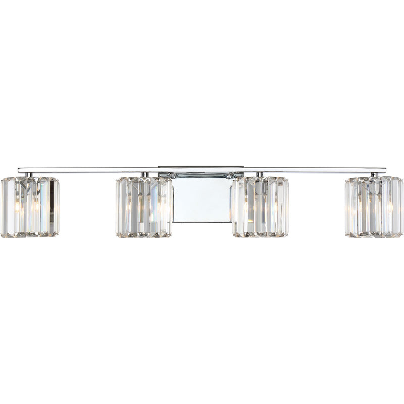Quoizel Divine 32in 4-Light Vanity Light | Glam Polished Chrome and Clear Crystal Glass | Bathroom Vanity & Powder Room | Model PCDV8604C