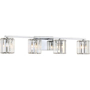 Quoizel Divine 32in 4-Light Vanity Light | Glam Polished Chrome and Clear Crystal Glass | Bathroom Vanity & Powder Room | Model PCDV8604C