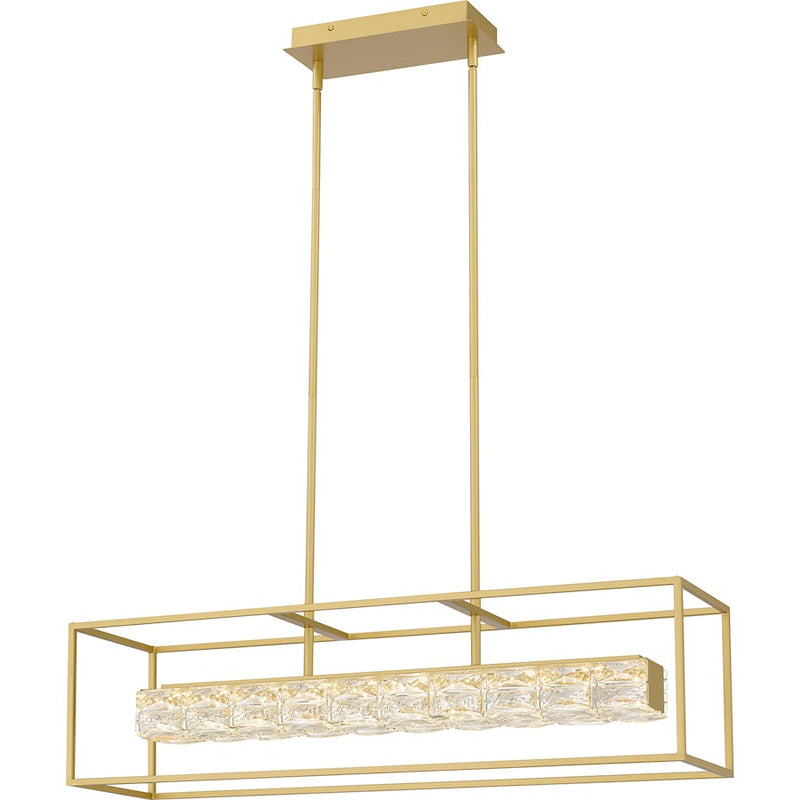 Quoizel Dazzle LED Island Light, Soft Gold/Clear Glass Crystal