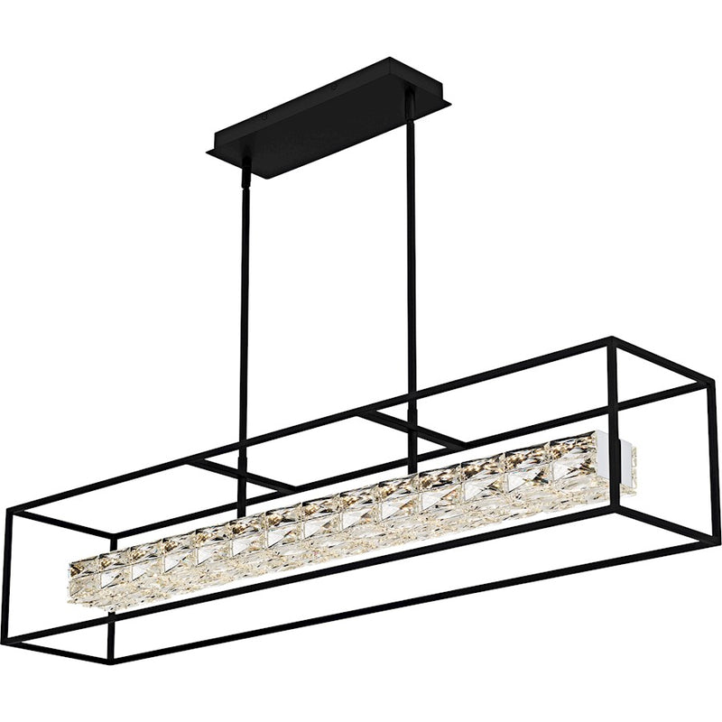 Quoizel Dazzle Light Island Light, Matte Black/Clear Crystal Glass