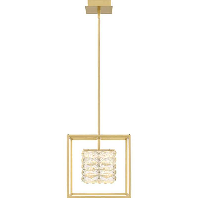 Quoizel Dazzle LED Pendant, Soft Gold/Clear Glass Crystal