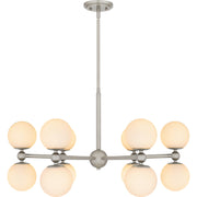 Quoizel Elser 31in 12-Light Chandelier | Modern Brushed Nickel and Opal Etched Glass | Dining Room & Foyer | 31 x 31 x 18 in | Model PCELS5031BN