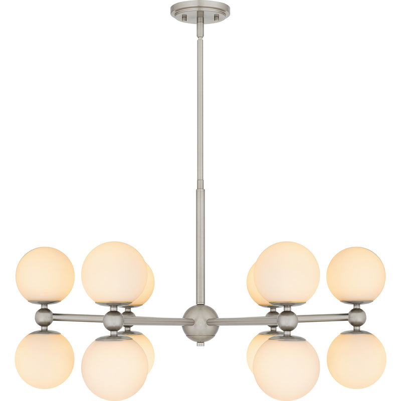 Quoizel Elser 31in 12-Light Chandelier | Modern Brushed Nickel and Opal Etched Glass | Dining Room & Foyer | 31 x 31 x 18 in | Model PCELS5031BN