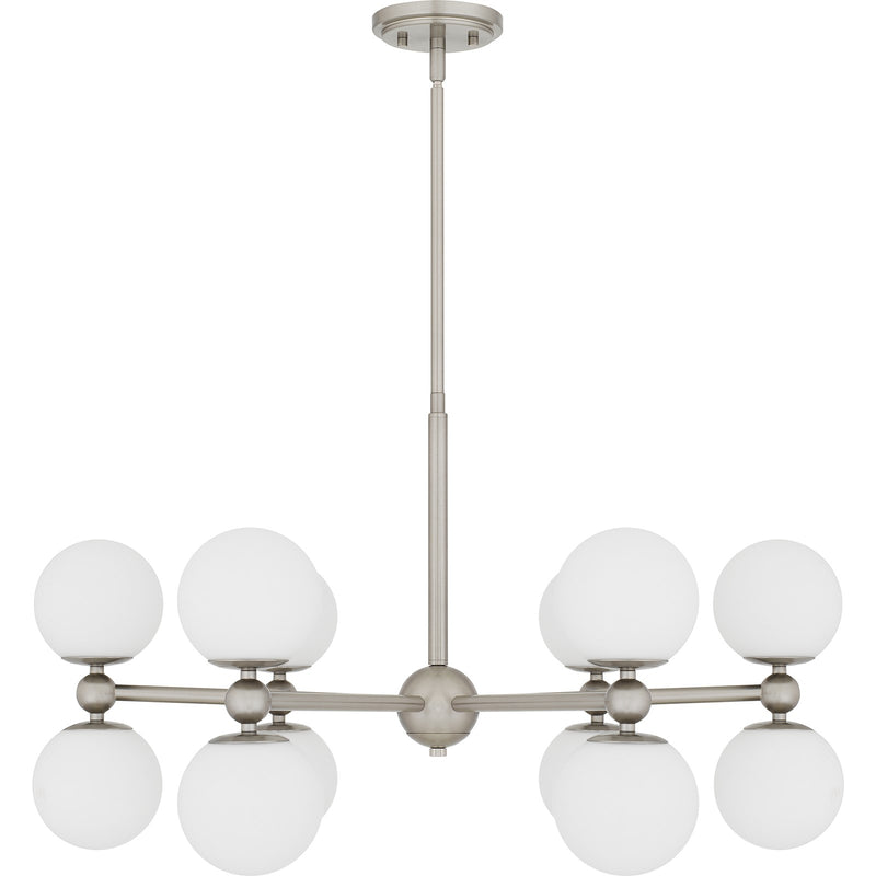 Quoizel Elser 31in 12-Light Chandelier | Modern Brushed Nickel and Opal Etched Glass | Dining Room & Foyer | 31 x 31 x 18 in | Model PCELS5031BN