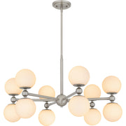 Quoizel Elser 31in 12-Light Chandelier | Modern Brushed Nickel and Opal Etched Glass | Dining Room & Foyer | 31 x 31 x 18 in | Model PCELS5031BN